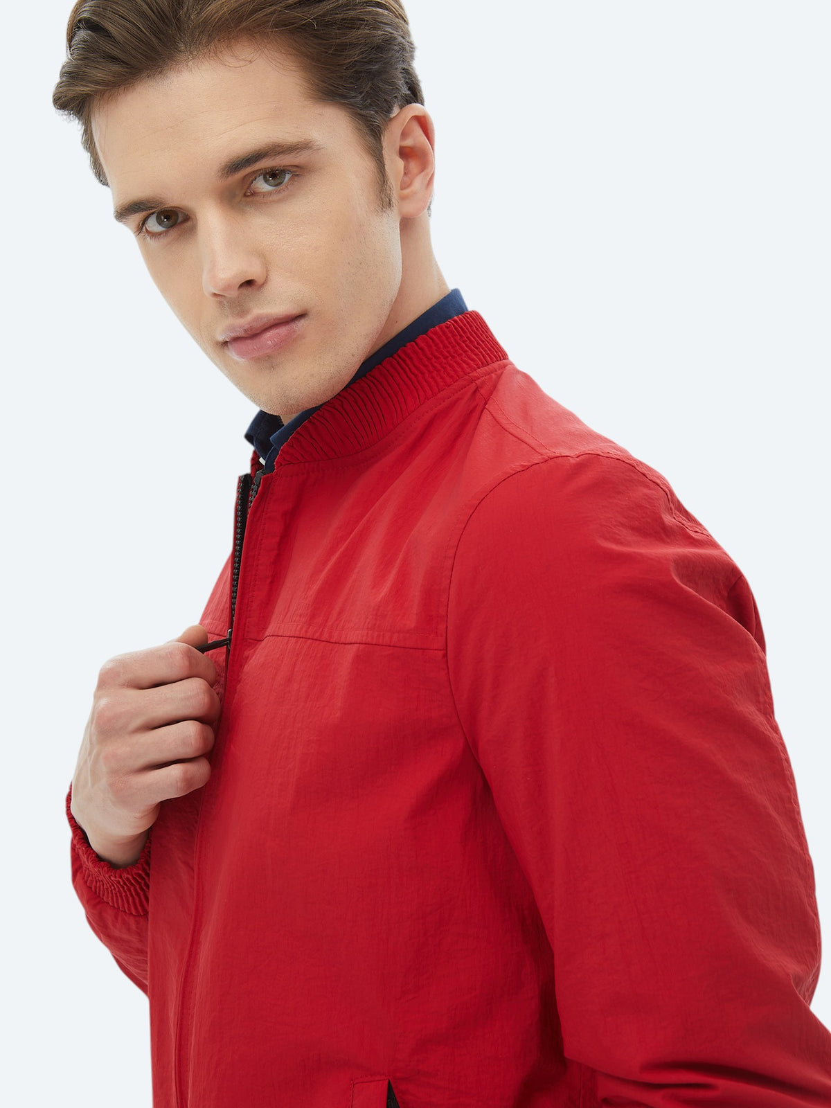 Nar Çiçeği Regular Fit Dik Yaka Casual Dokuma Mont