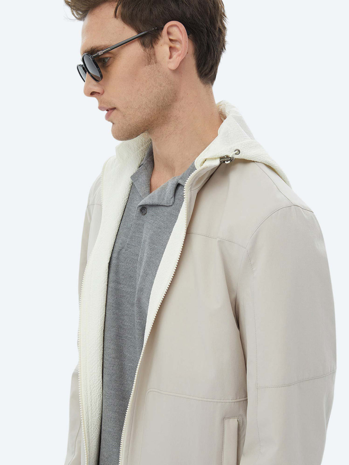 Taş Regular Fit Dik Yaka Casual Dokuma Çift Taraflı Mont