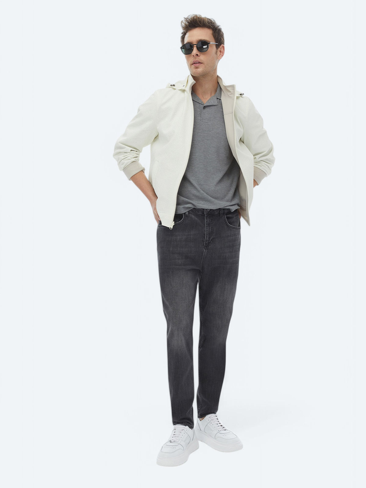 Taş Regular Fit Dik Yaka Casual Dokuma Çift Taraflı Mont