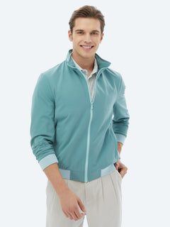 Koyu Mint Regular Fit Dik Yaka Casual Dokuma Mont