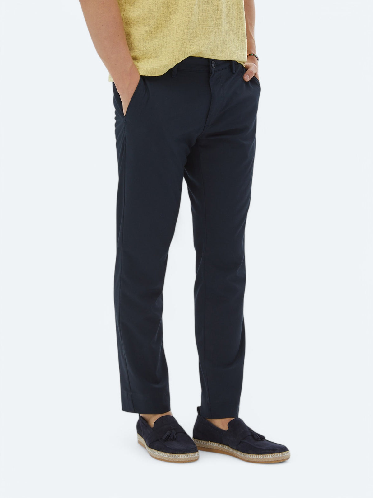 Lacivert Düz Dokuma Slim Fit Casual Pantolon