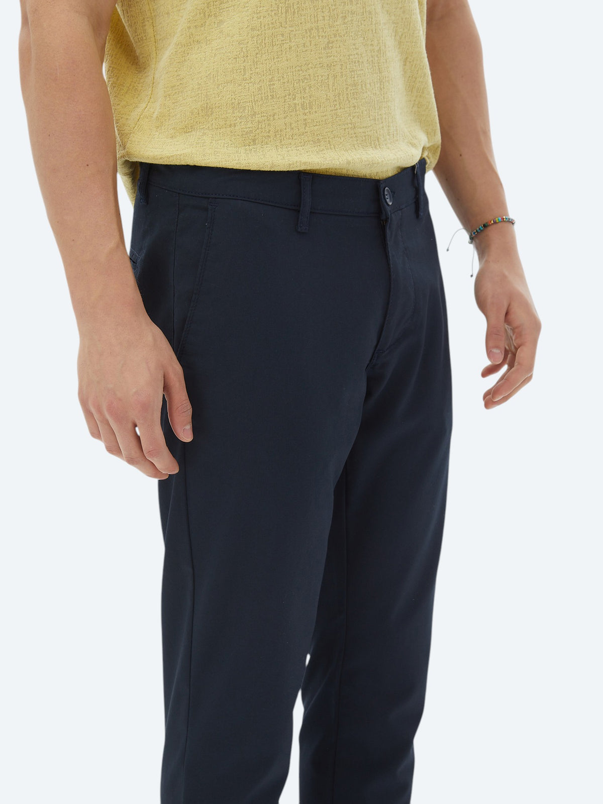 Lacivert Düz Dokuma Slim Fit Casual Pantolon