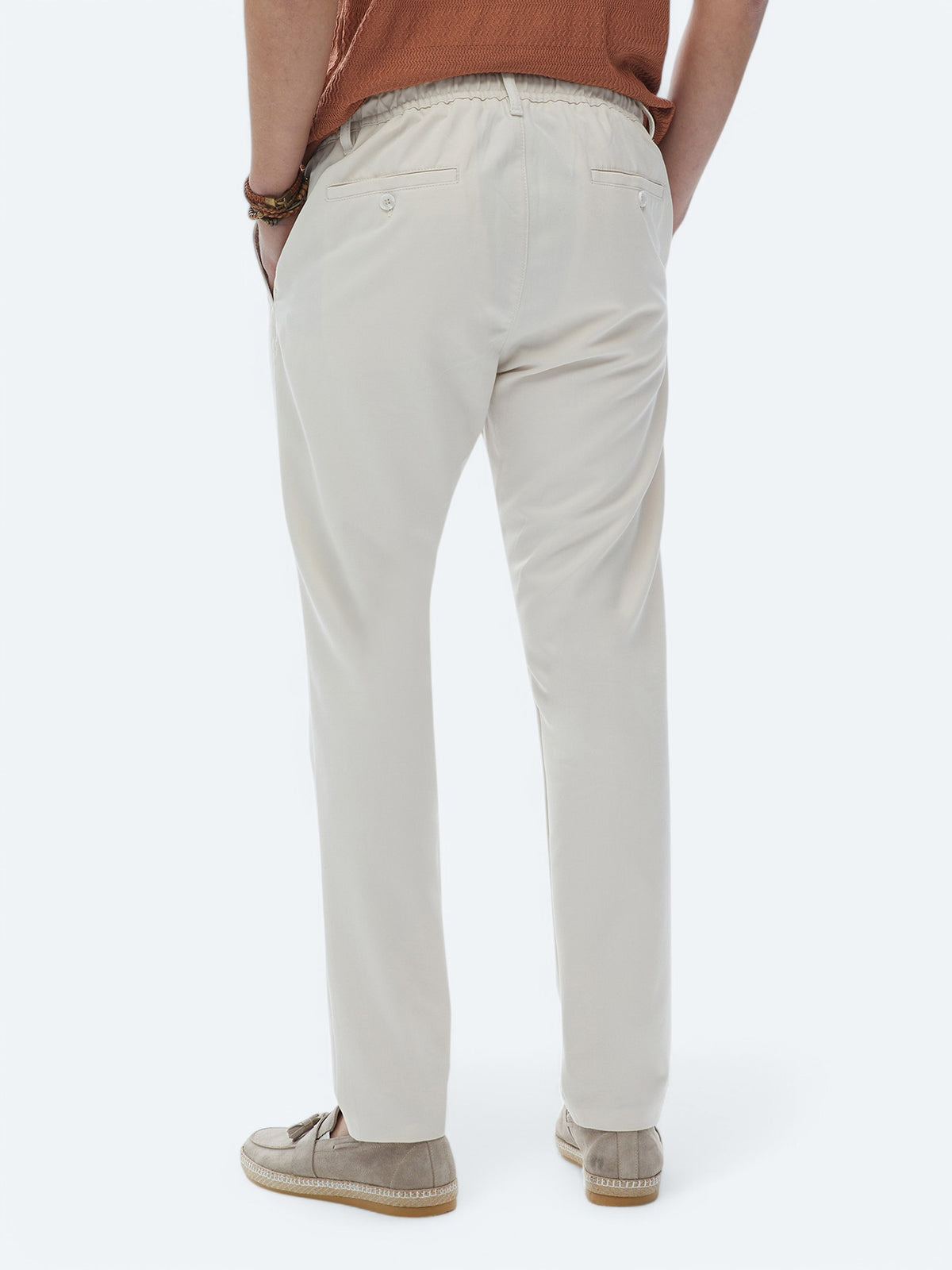Ekru Dokuma Jogging Fit Casual Pantolon