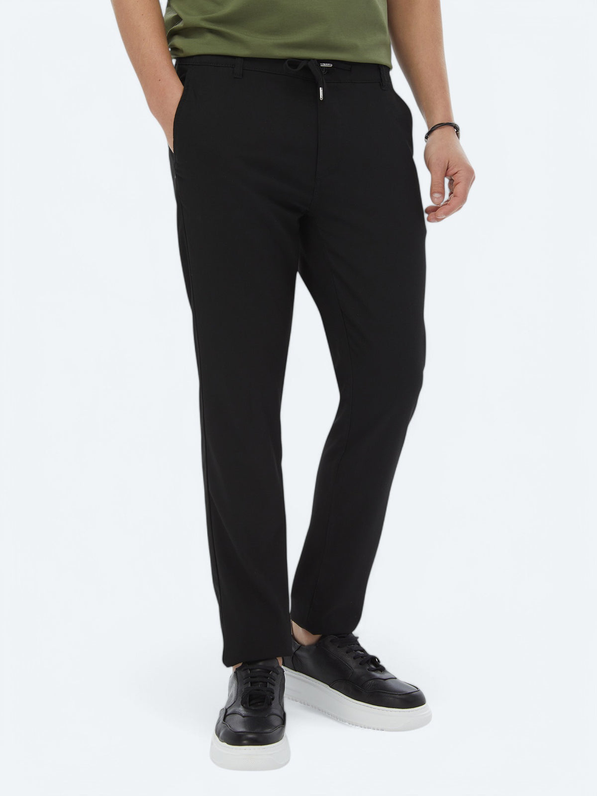Siyah Dokuma Jogging Fit Casual Pantolon