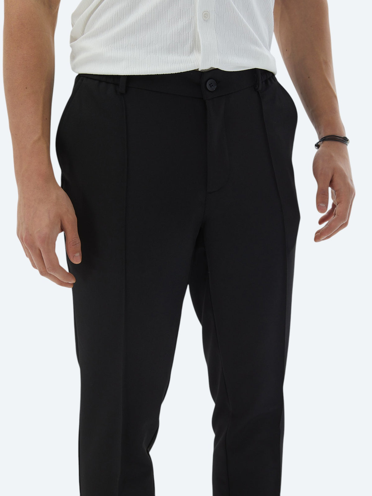Siyah Dokuma Jogging Fit Casual Pantolon