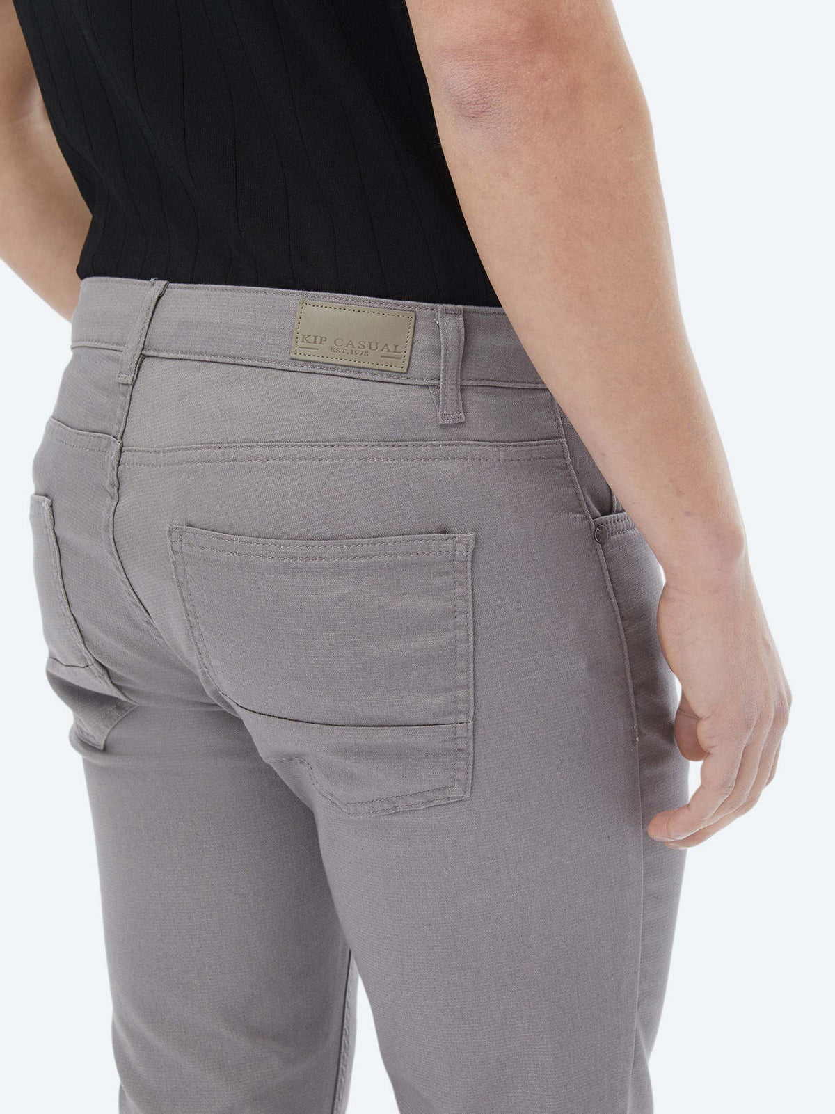 Gri Dokuma Slim Fit Casual Pamuk Karışımlı Pantolon
