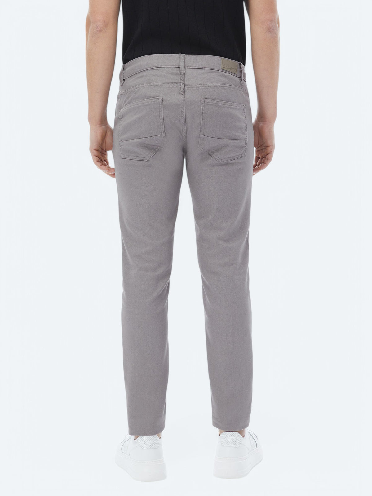 Gri Dokuma Slim Fit Casual Pamuk Karışımlı Pantolon