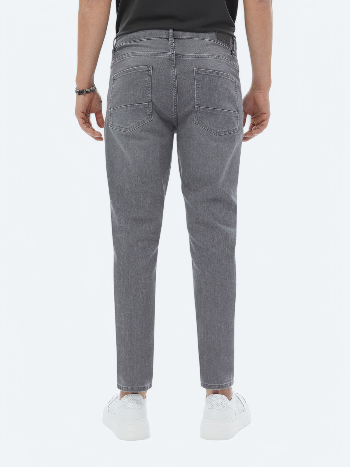 Gri Slim Fit Denim Pamuk Karışımlı Pantolon