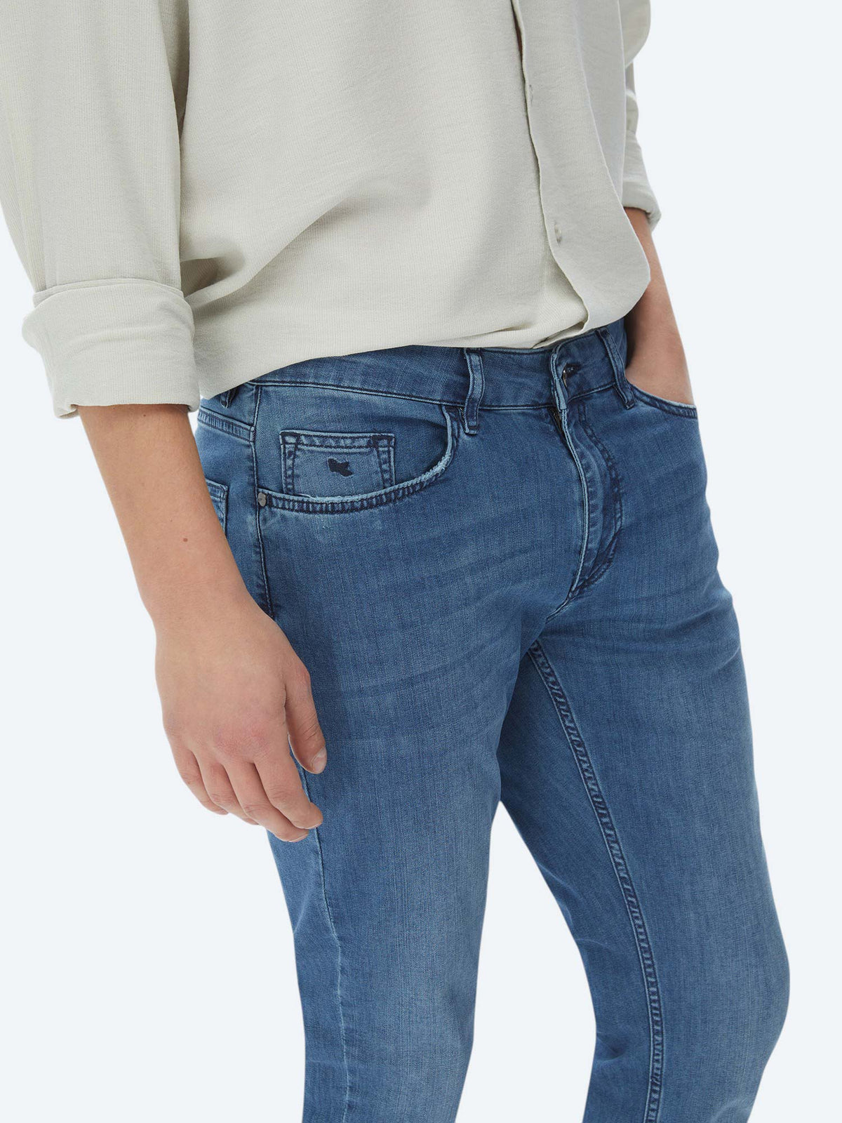 Lacivert Slim Fit Denim Pamuk Karışımlı Pantolon