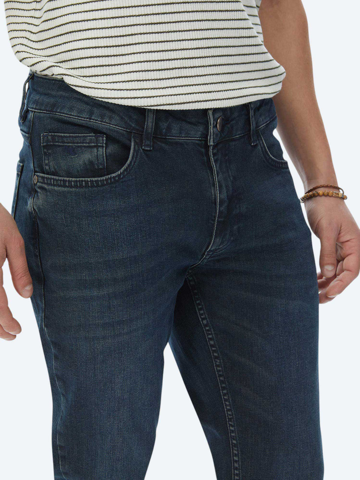 Lacivert Slim Fit Denim Pamuk Karışımlı Pantolon