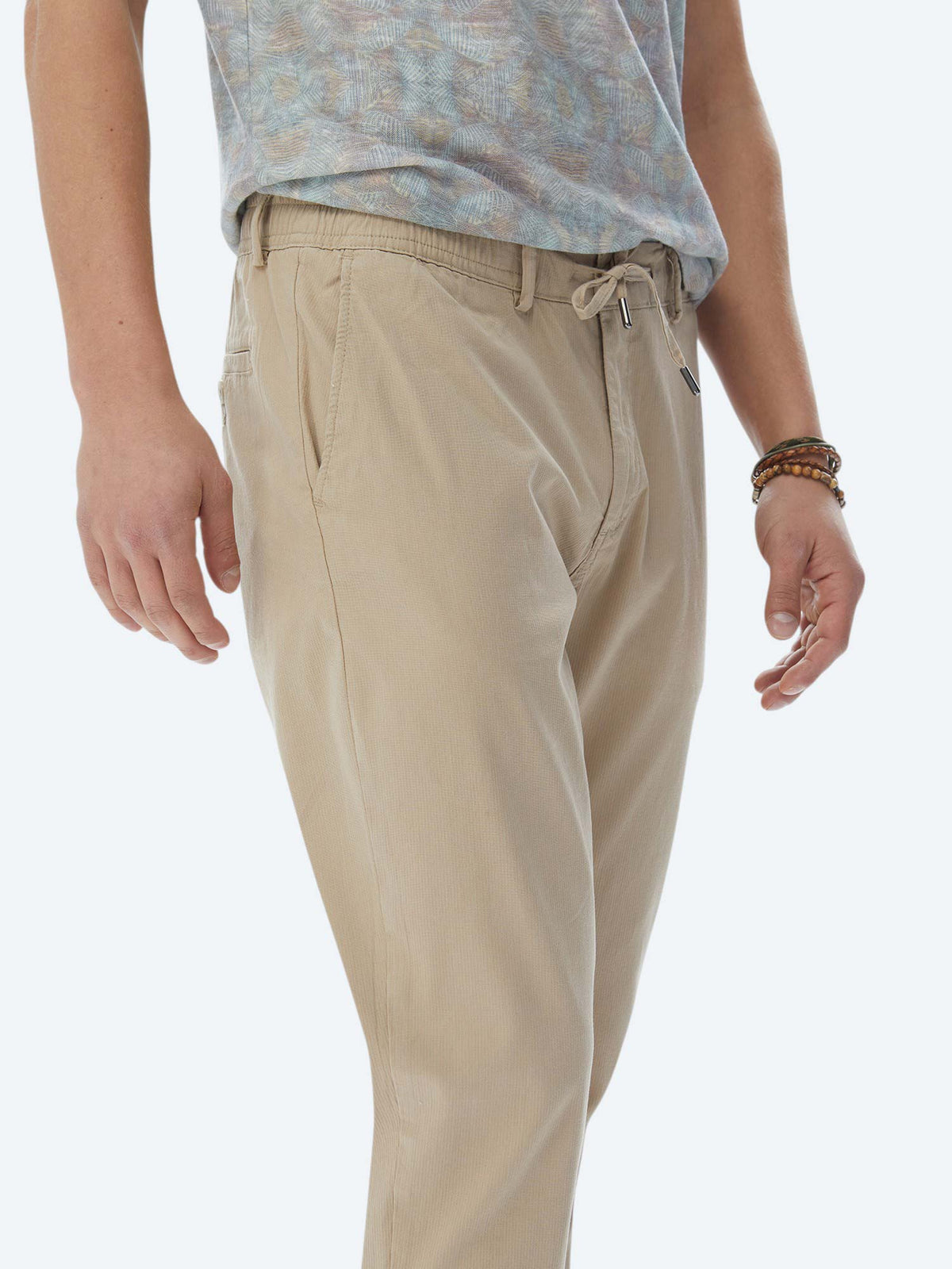 Açık Vizon Dokuma Jogging Fit Casual Pamuk Karışımlı Pantolon