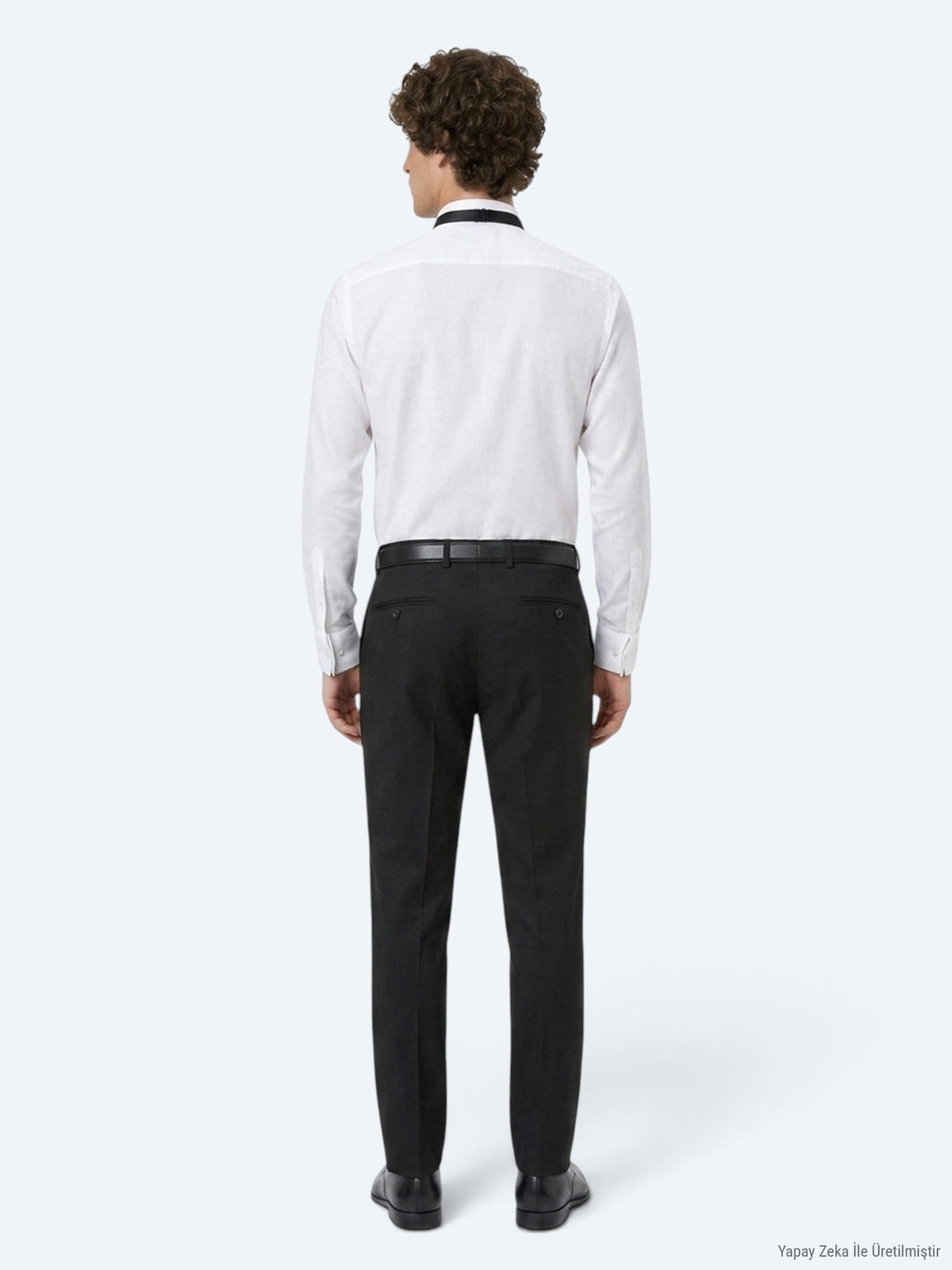 Beyaz Düz Slim Fit Duble Manşet Smokin Gömlek