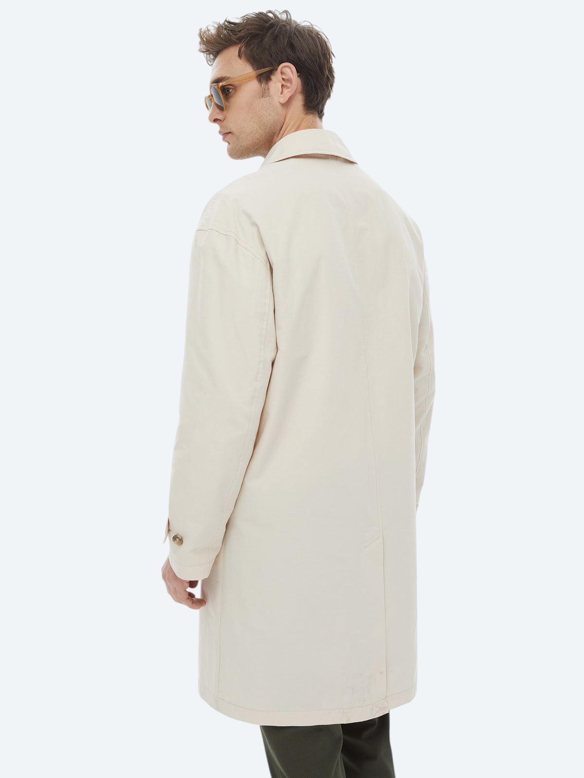 Açık Bej Oversize Fit Kruvaze Yaka Casual Dokuma Pardösü