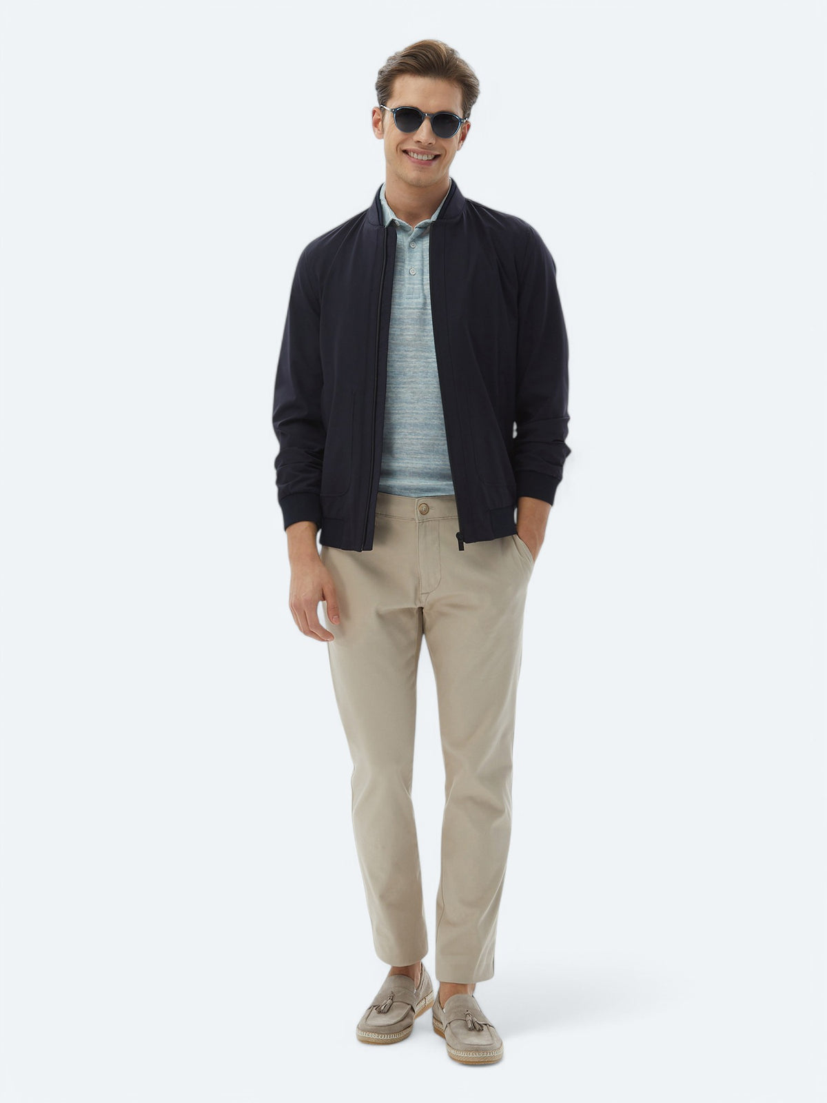 Lacivert Regular Fit Casual Dokuma Mont