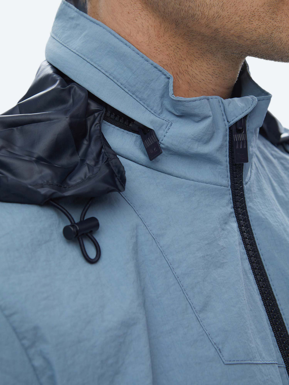 Mavi Regular Fit Gizli Kapüşon Casual Dokuma Mont