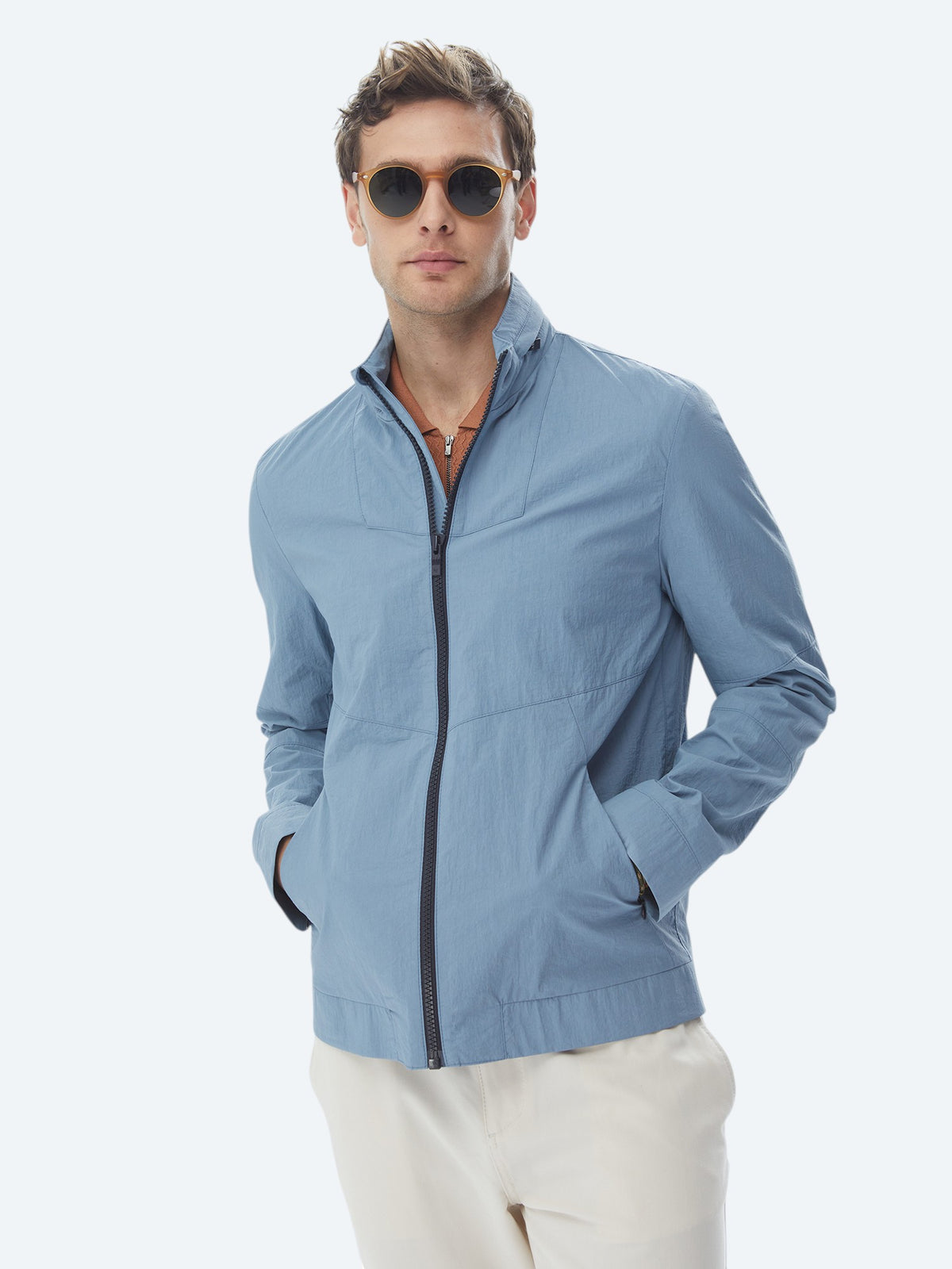 Mavi Regular Fit Gizli Kapüşon Casual Dokuma Mont