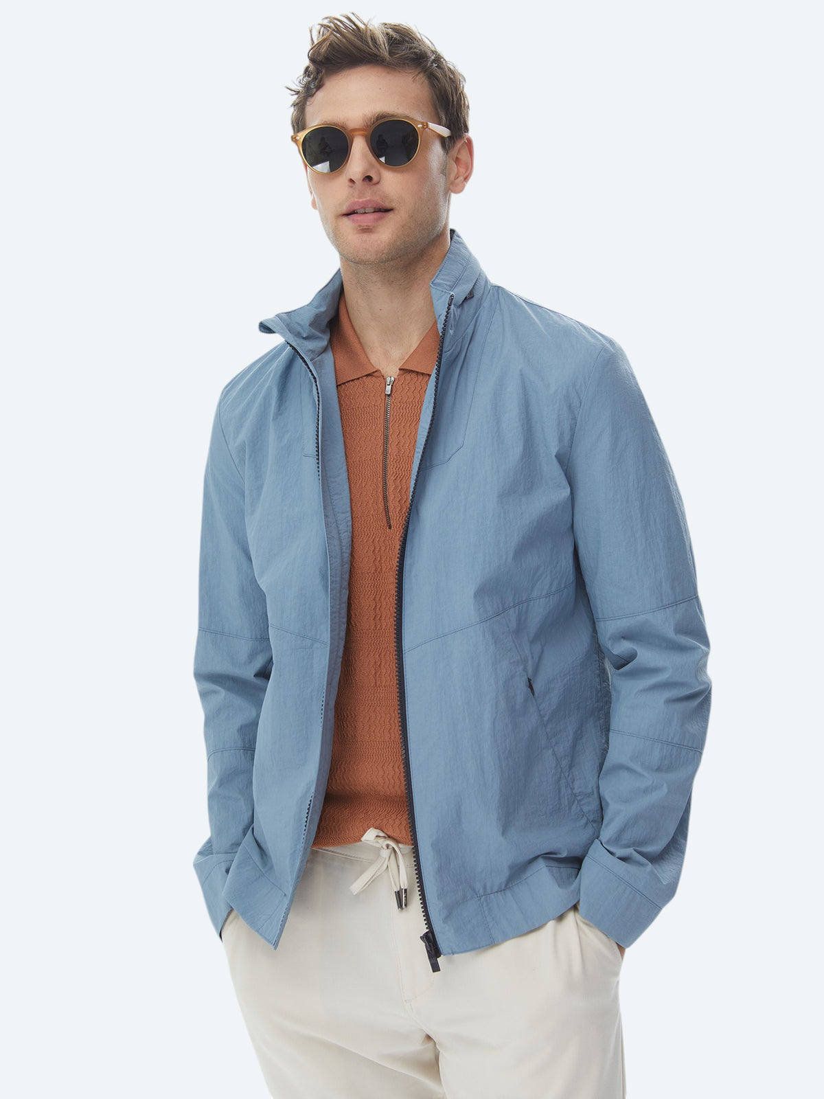 Mavi Regular Fit Gizli Kapüşon Casual Dokuma Mont