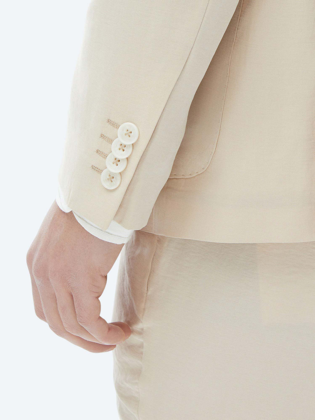 Bej Düz Modern Fit Takım Elbise