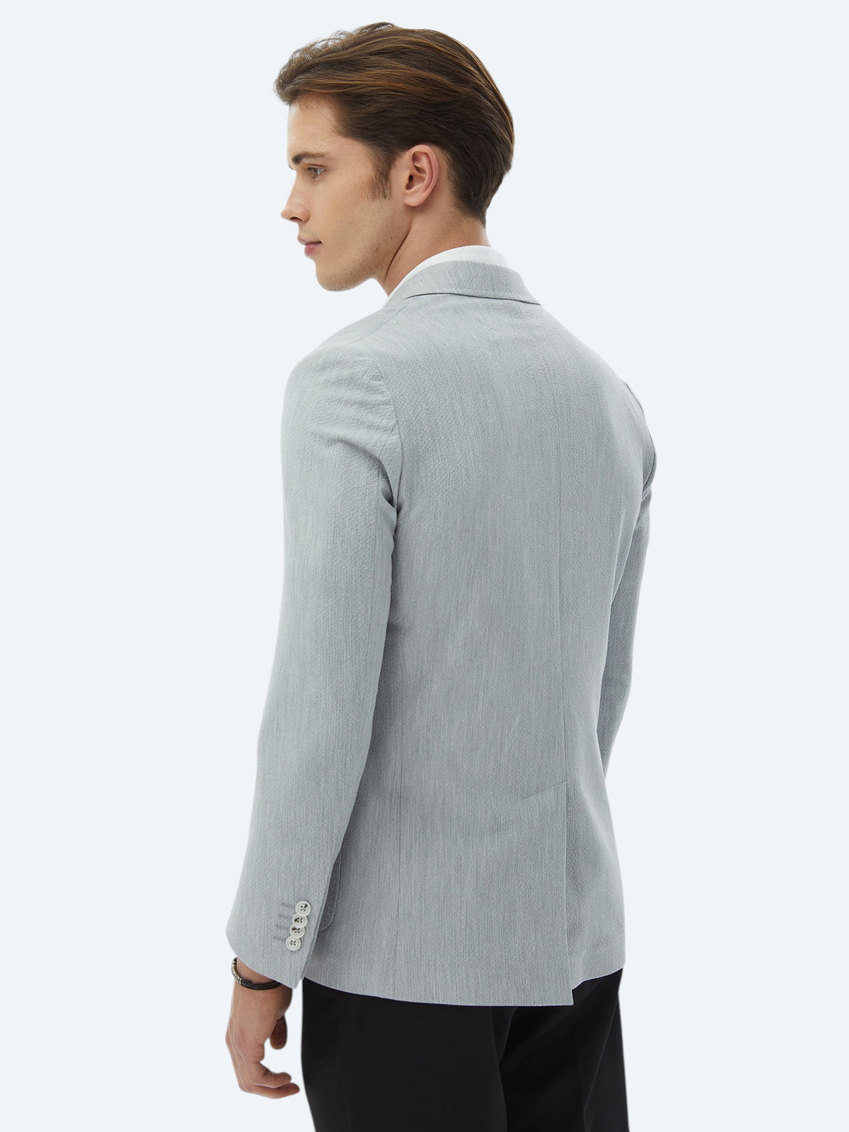 Açık Gri Düz Modern Fit Ceket