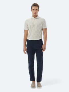 Lacivert Düz Dokuma Regular Fit Casual Pamuk Karışımlı Pantolon
