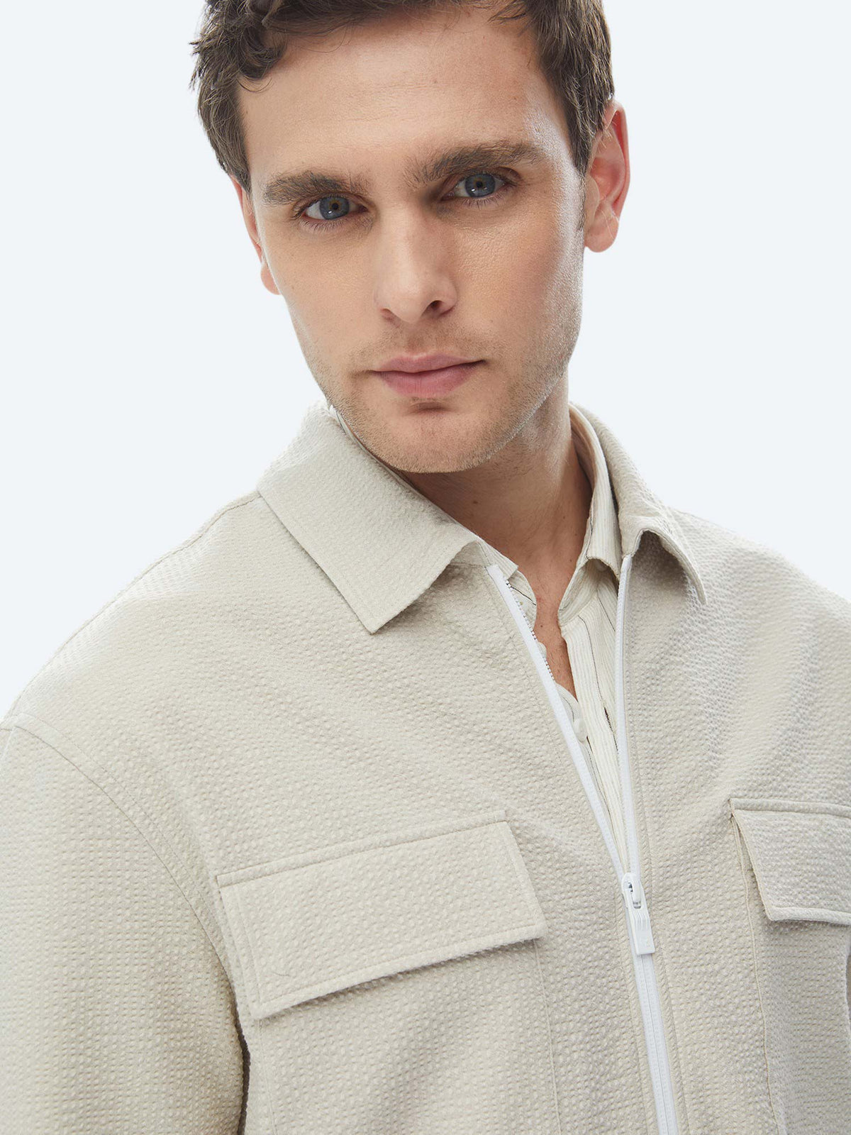 Bej Regular Fit Casual Dokuma Mont