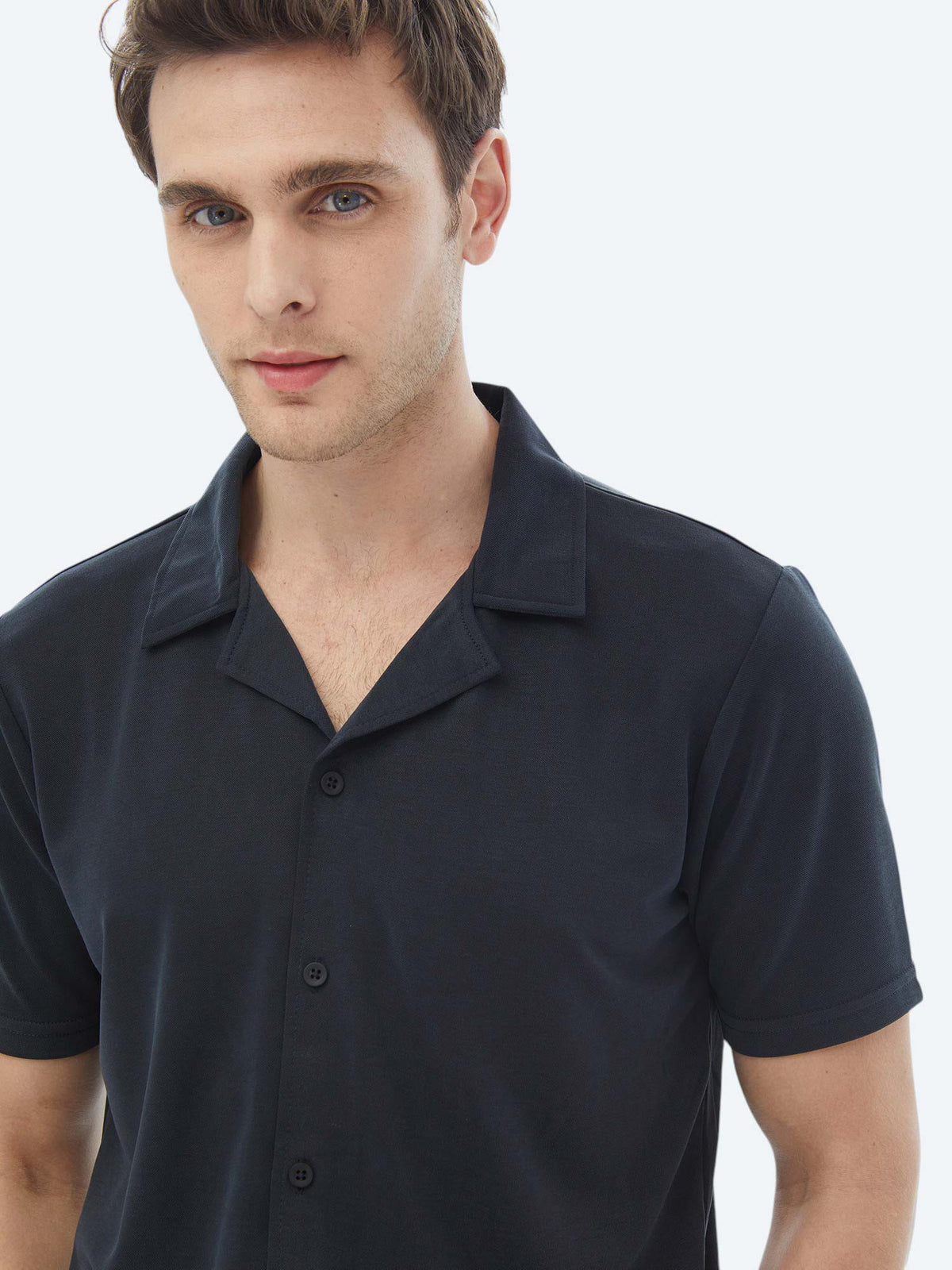 Lacivert Regular Fit Kısa Casual Gömlek