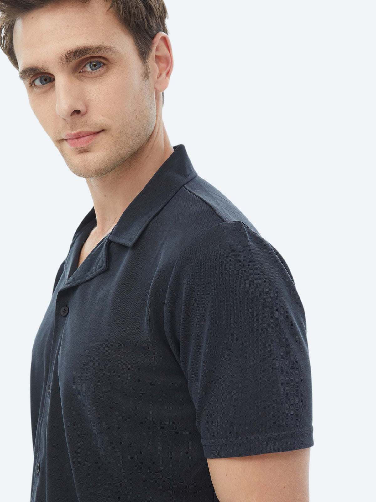 Lacivert Regular Fit Kısa Casual Gömlek