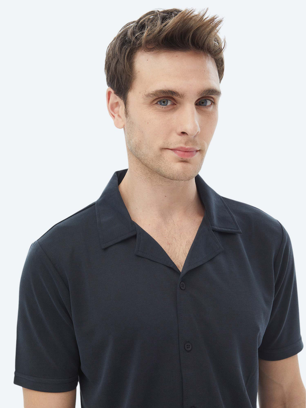 Lacivert Regular Fit Kısa Casual Gömlek