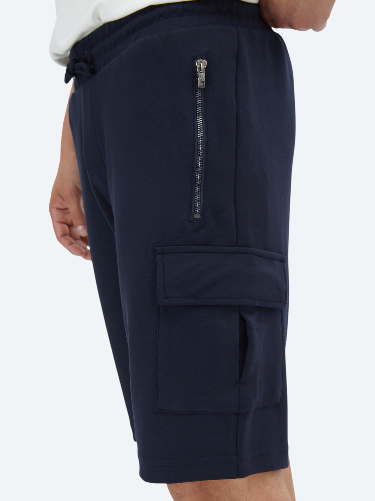 Lacivert Düz Örme Jogging Fit Casual Bermuda