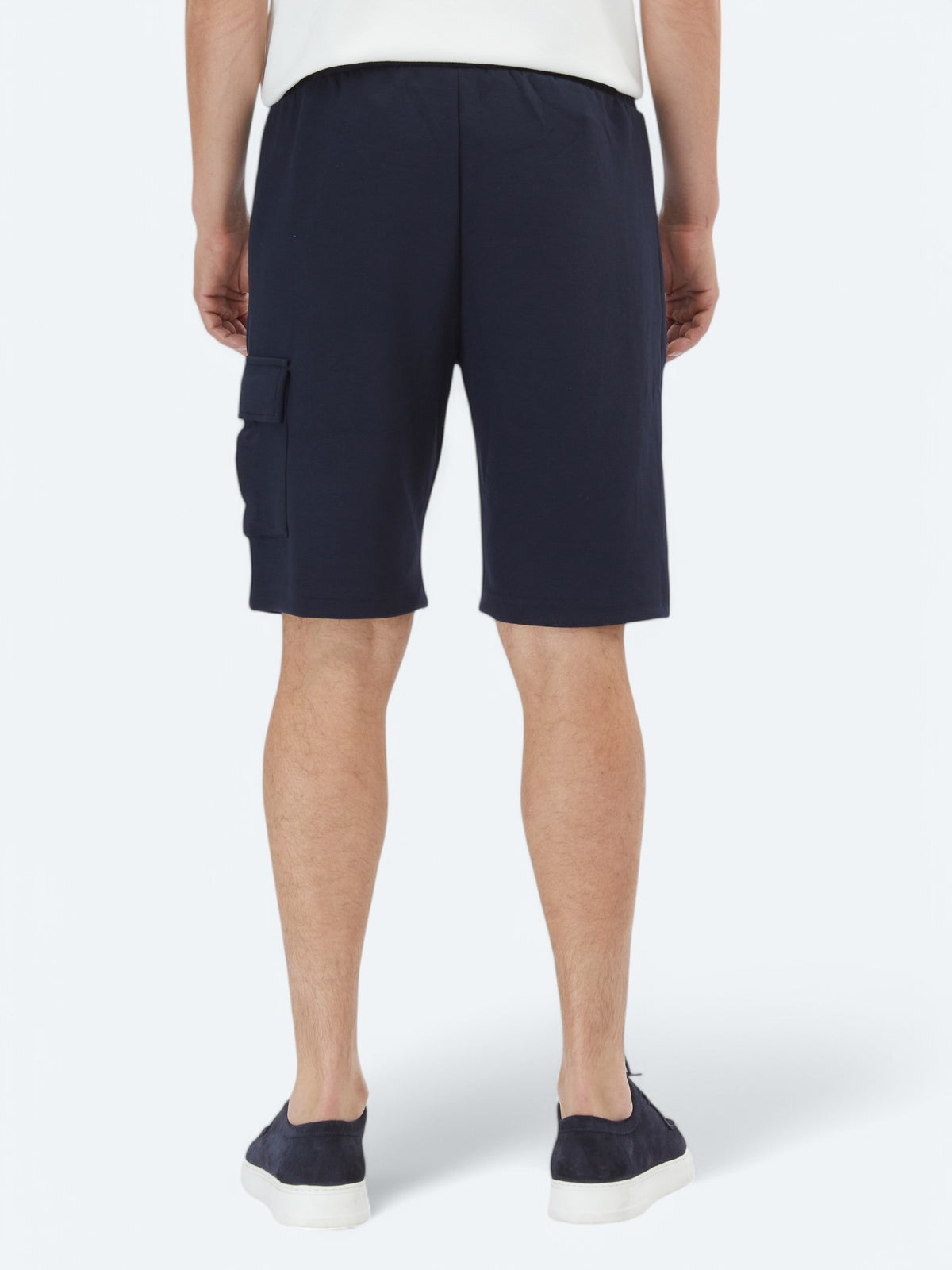 Lacivert Düz Örme Jogging Fit Casual Bermuda