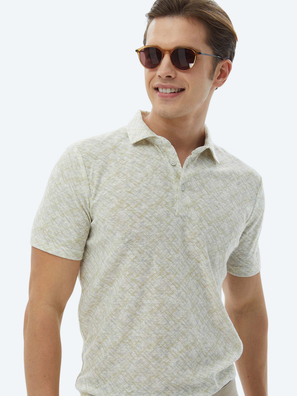 Limon Küfü Baskılı Polo Yaka Pamuk Karışımlı T-Shirt