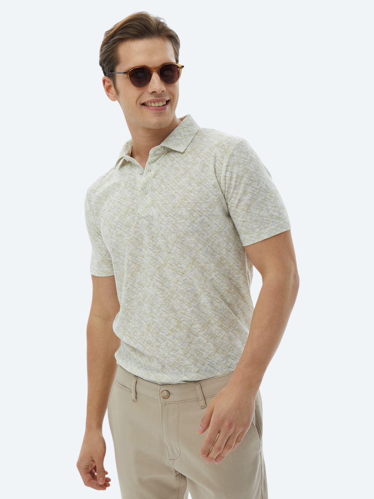 Limon Küfü Baskılı Polo Yaka Pamuk Karışımlı T-Shirt