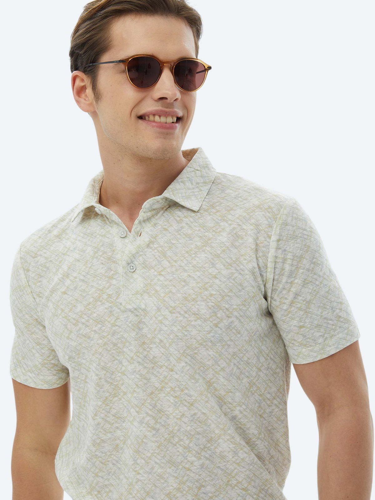 Limon Küfü Baskılı Polo Yaka Pamuk Karışımlı T-Shirt
