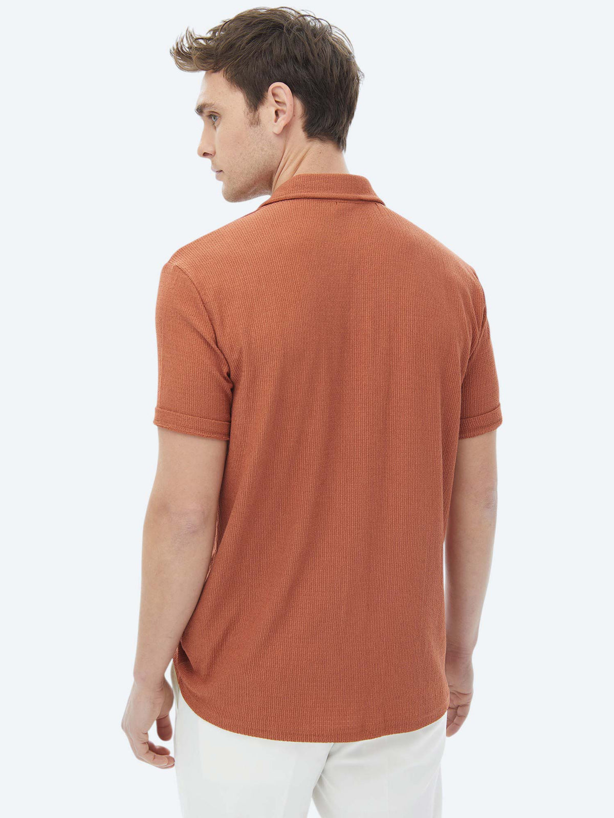 Kiremit Regular Fit Kısa Casual Gömlek