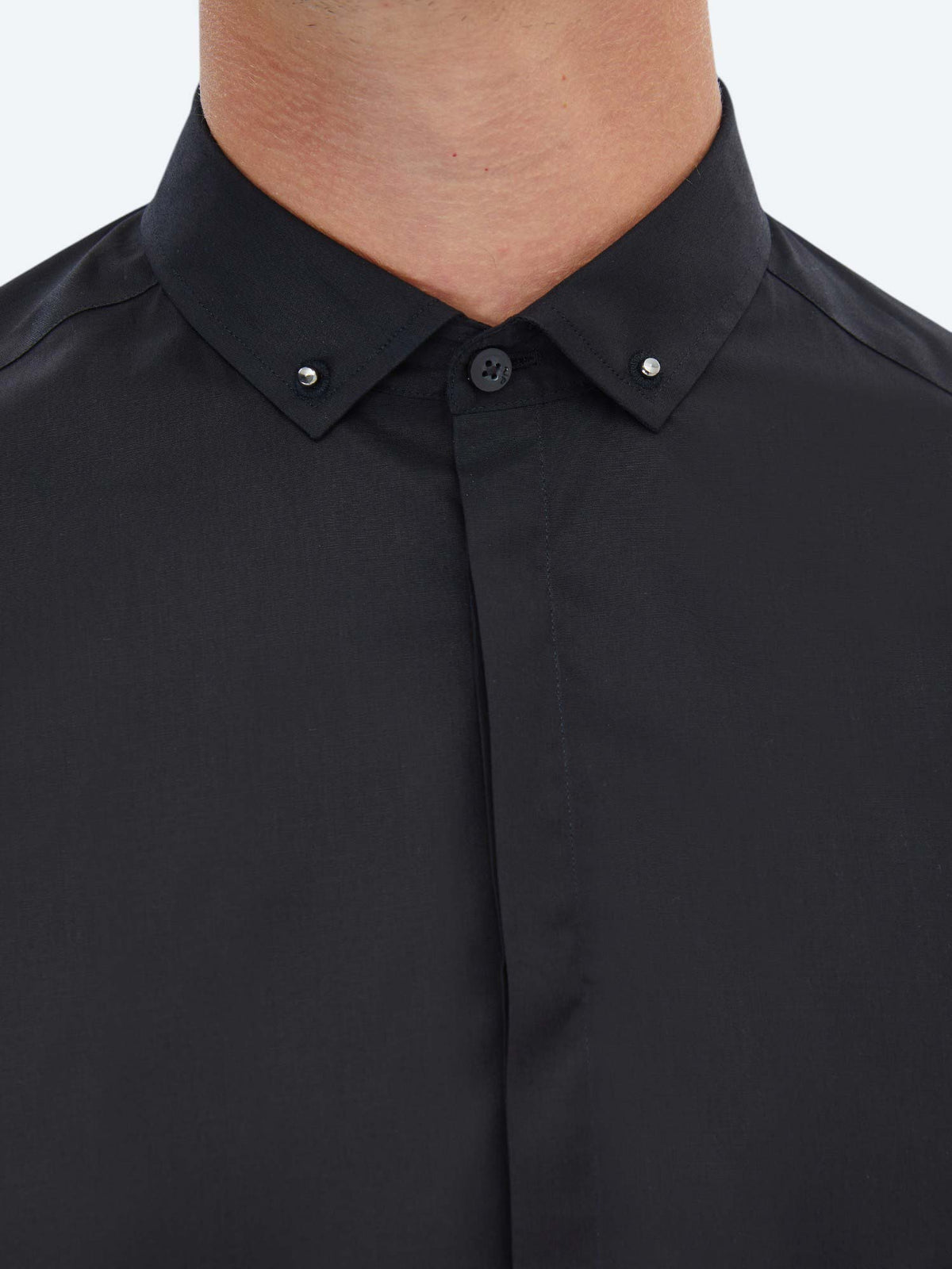Siyah Düz Slim Fit Uzun Dokuma Klasik %100 Pamuk Gömlek