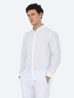 Beyaz Düz Slim Fit Uzun Dokuma Klasik %100 Pamuk Gömlek