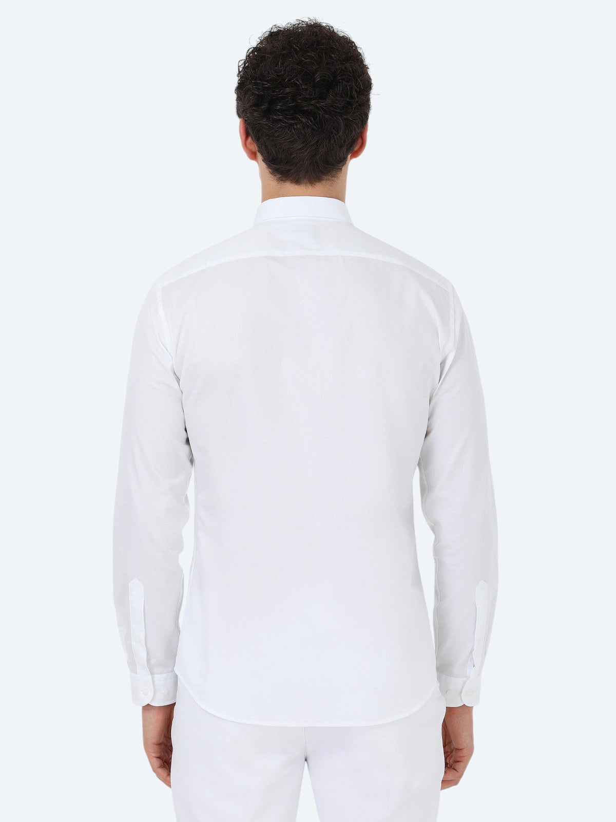 Beyaz Düz Slim Fit Uzun Dokuma Klasik %100 Pamuk Gömlek