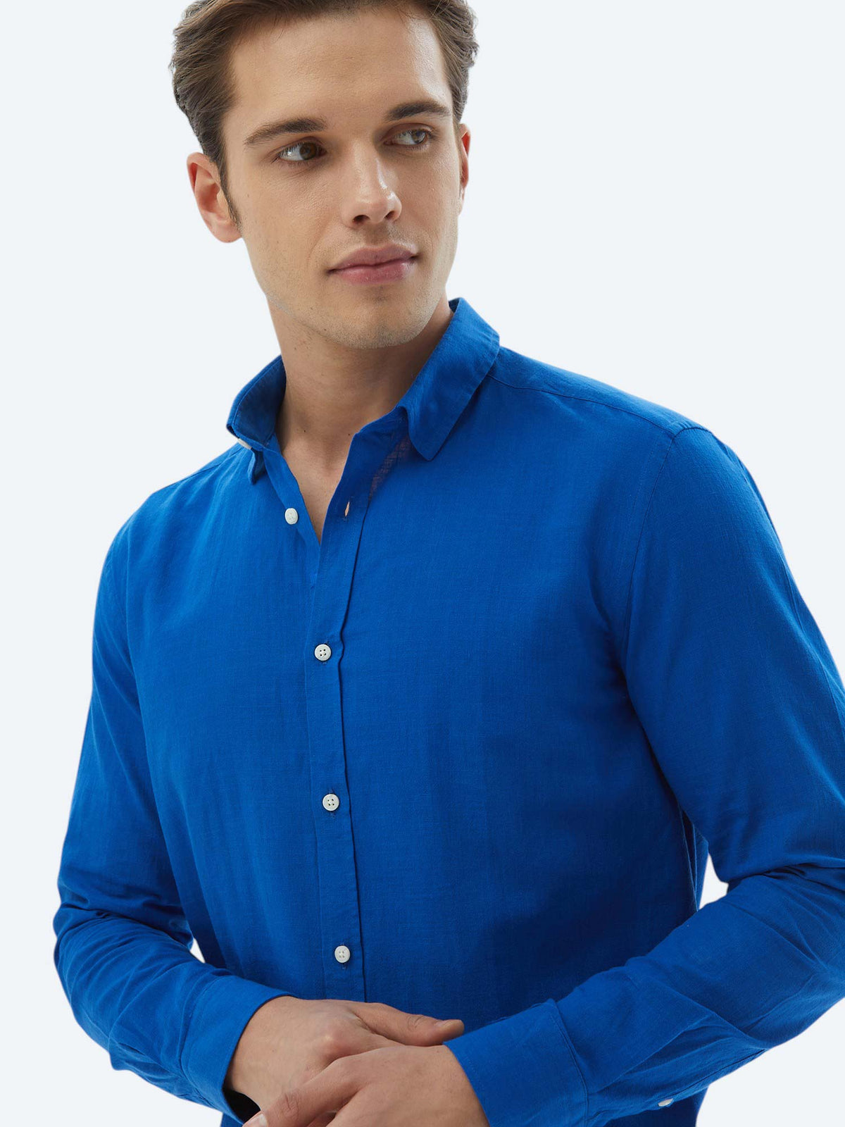 Saks Düz Regular Fit Uzun Dokuma Casual %100 Pamuk Gömlek