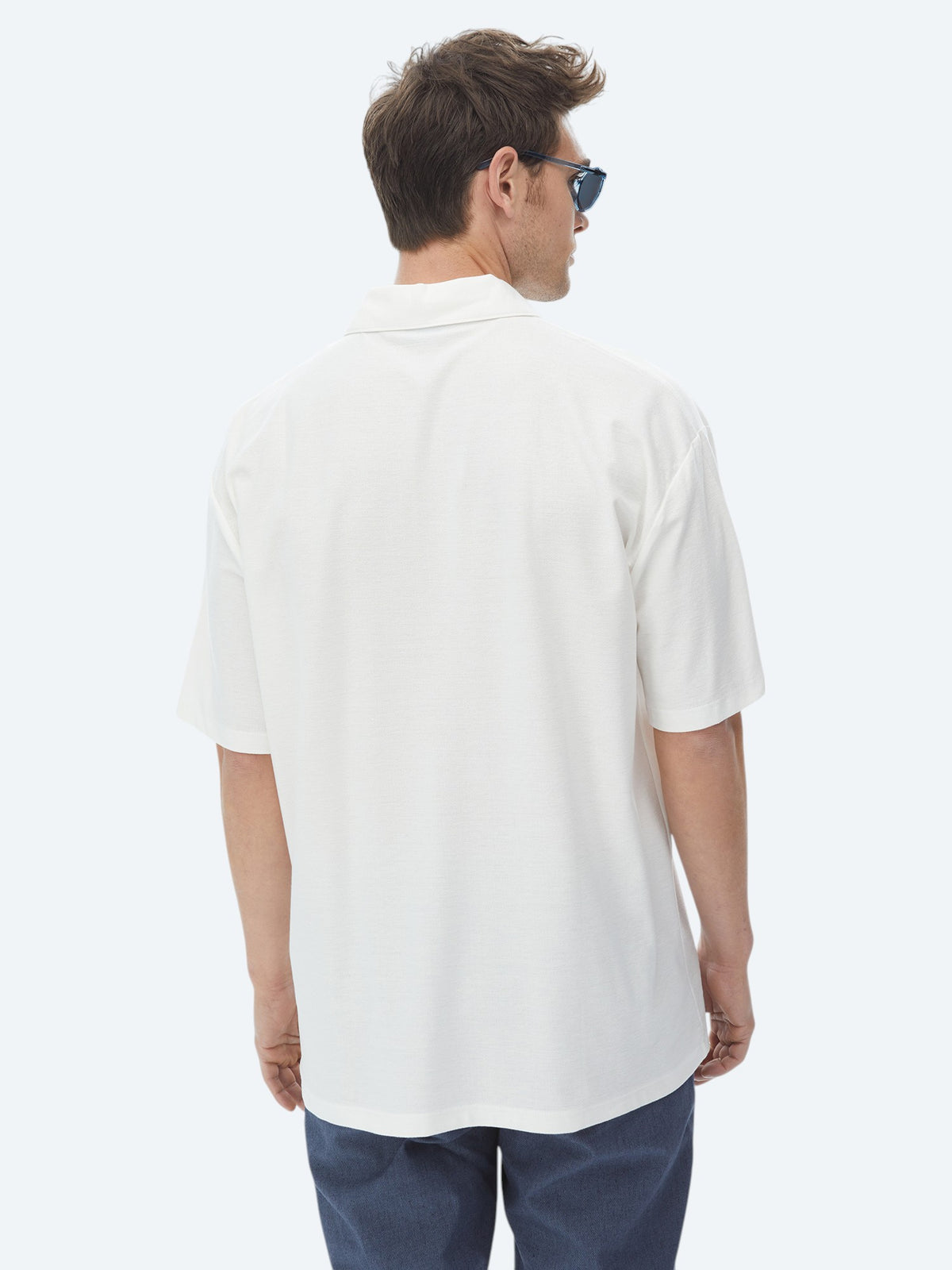 Beyaz Oversize Fit Kısa Casual %100 Pamuk Gömlek