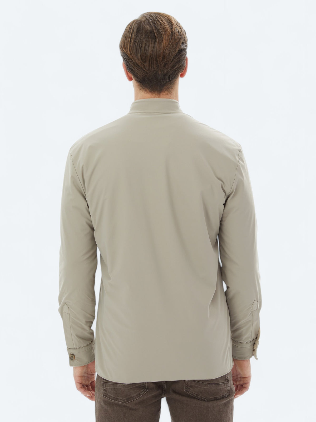 Bej Regular Fit Dik Yaka Casual Dokuma Mont