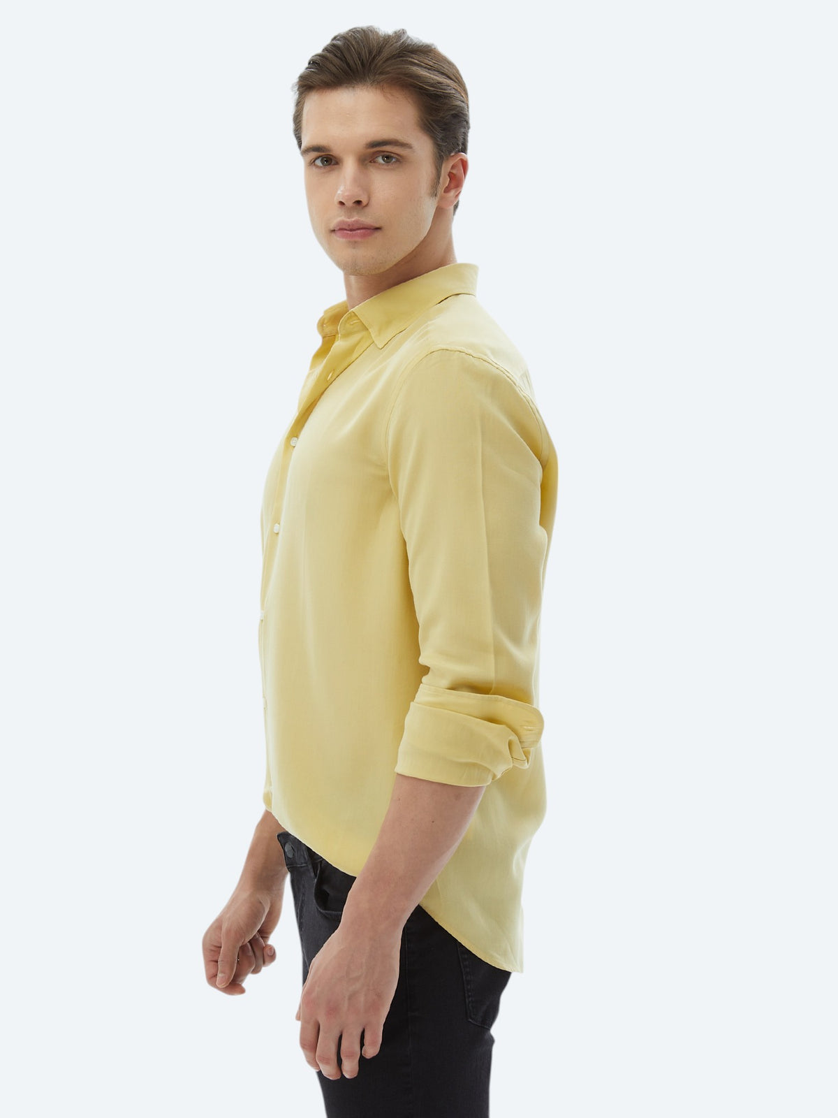 Limon Küfü Regular Fit Uzun Dokuma Casual Gömlek