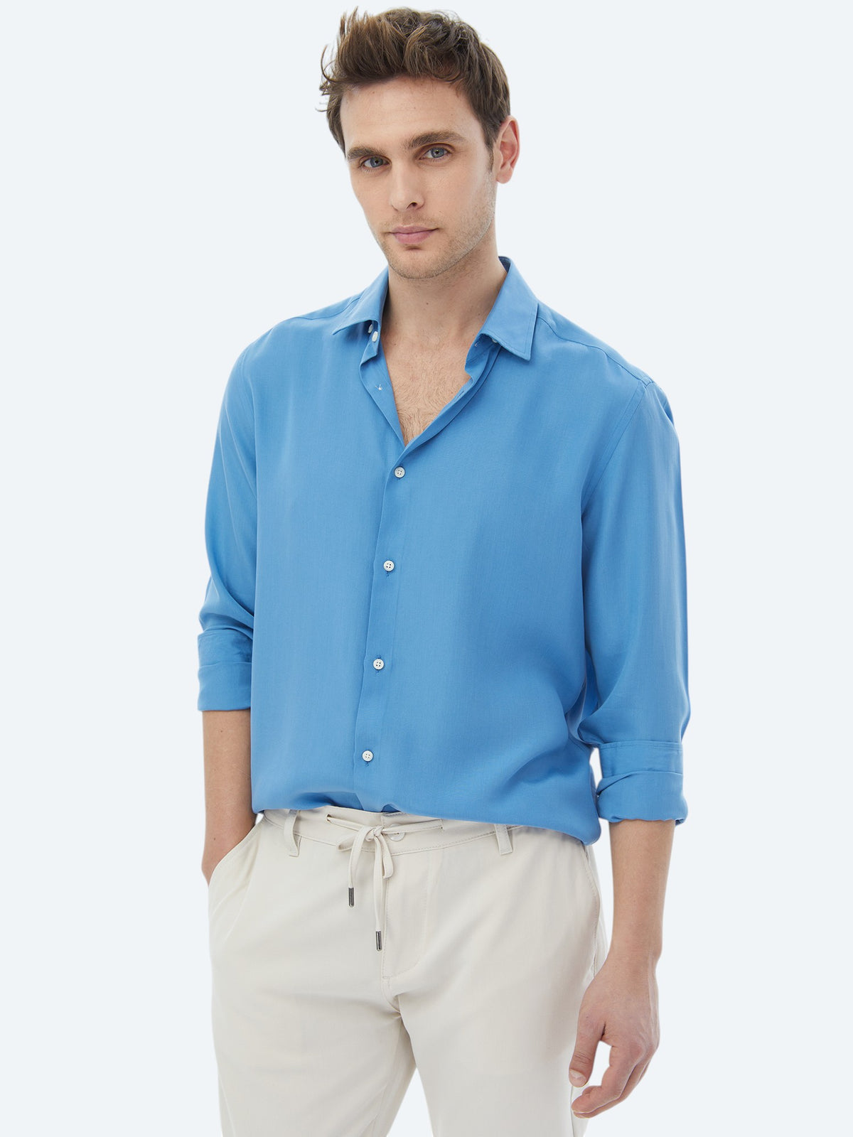 Mavi Regular Fit Uzun Dokuma Casual Gömlek