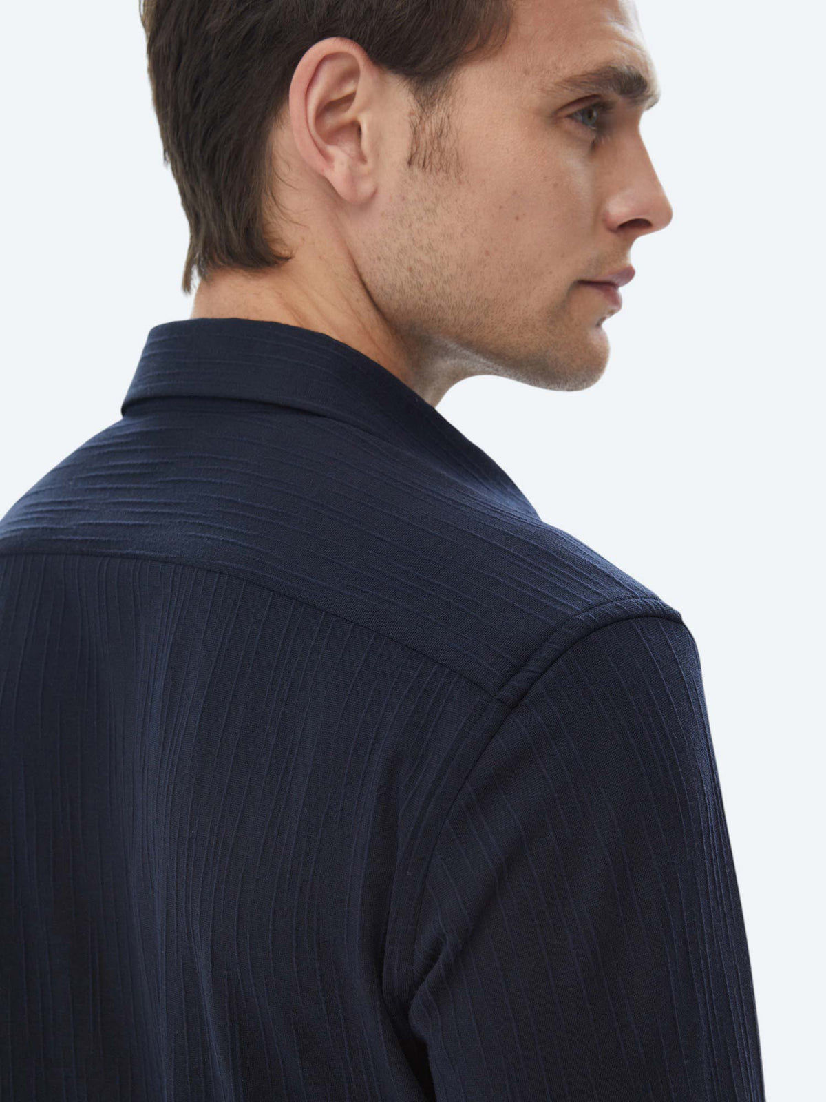 Lacivert Slim Fit Uzun Spor Gömlek