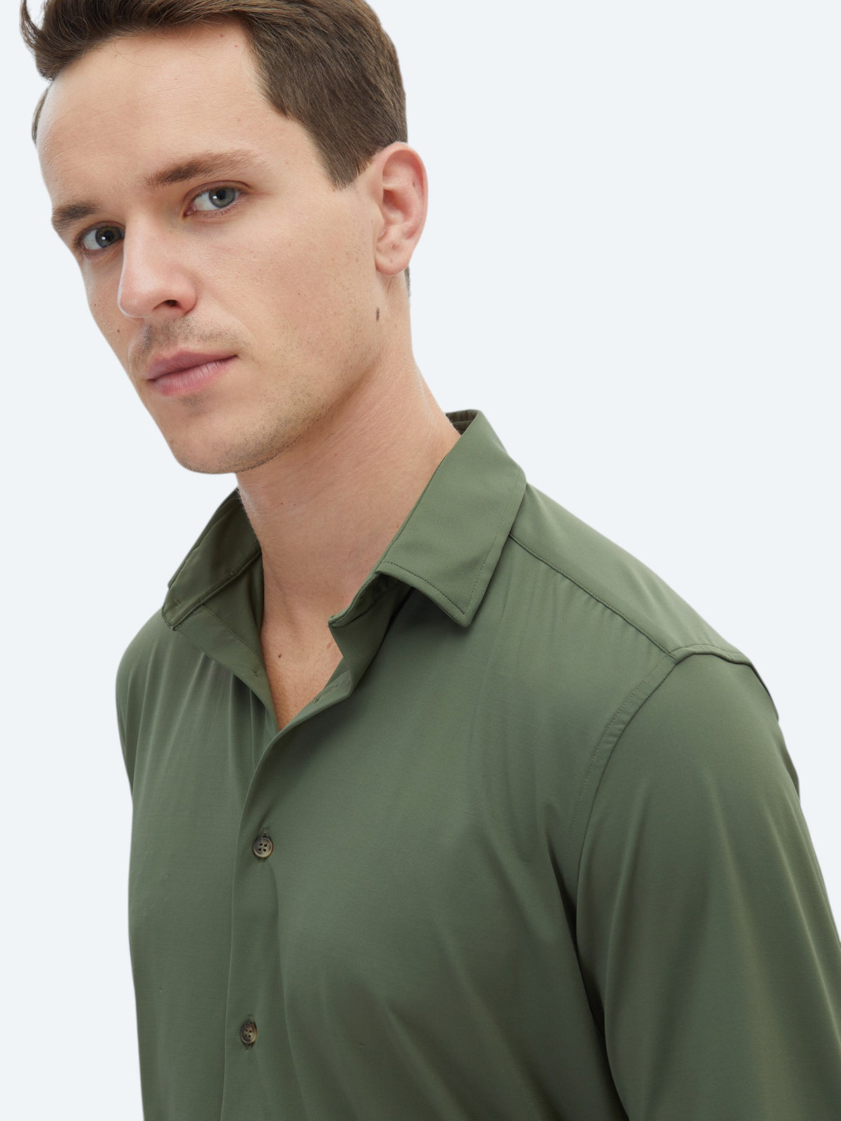 Haki Regular Fit Uzun Casual Gömlek