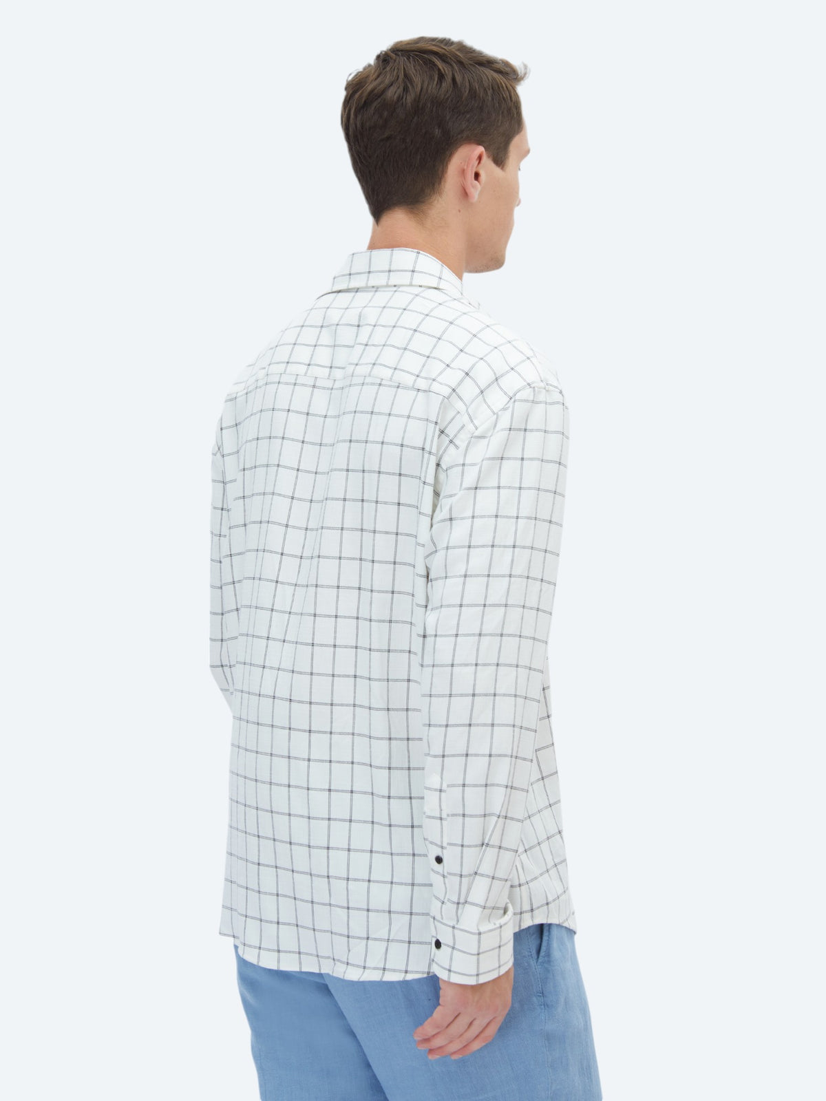 Siyah Kareli Oversize Fit Uzun Dokuma Casual Gömlek