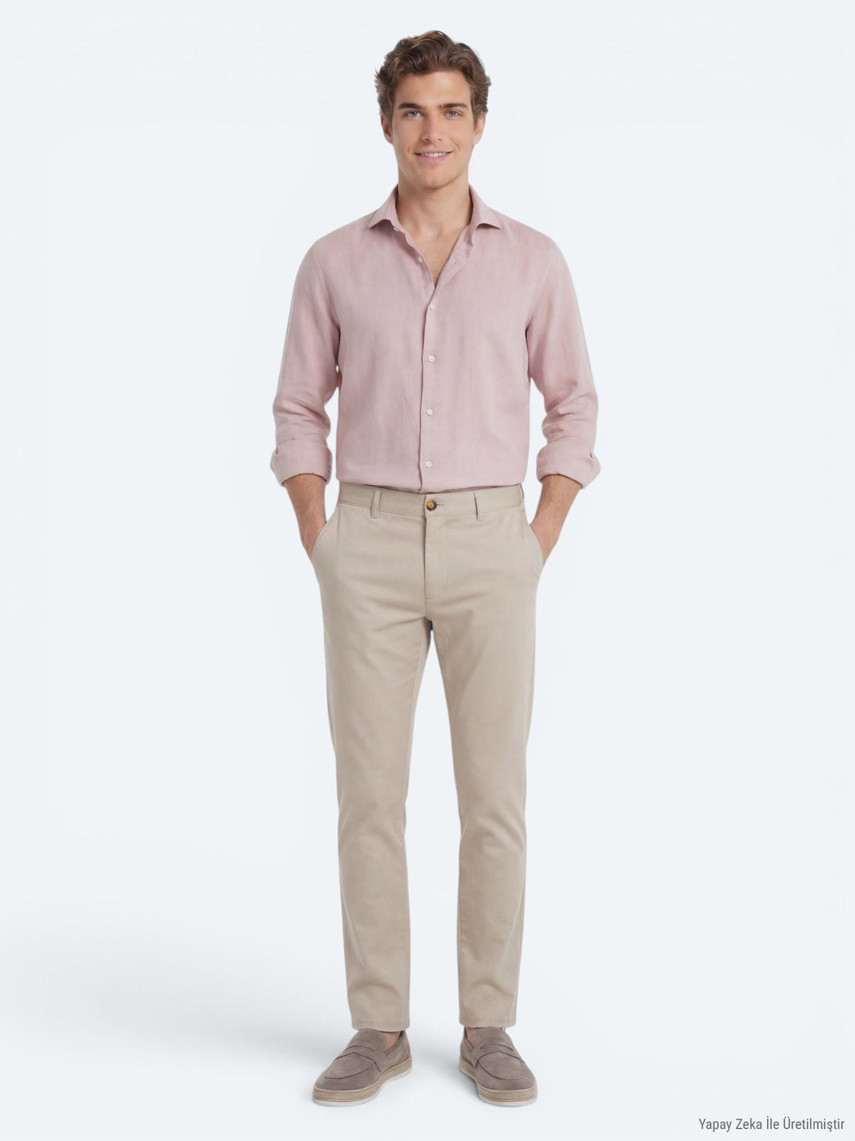 Pembe Düz Regular Fit Uzun Dokuma Casual Pamuk Karışımlı Gömlek