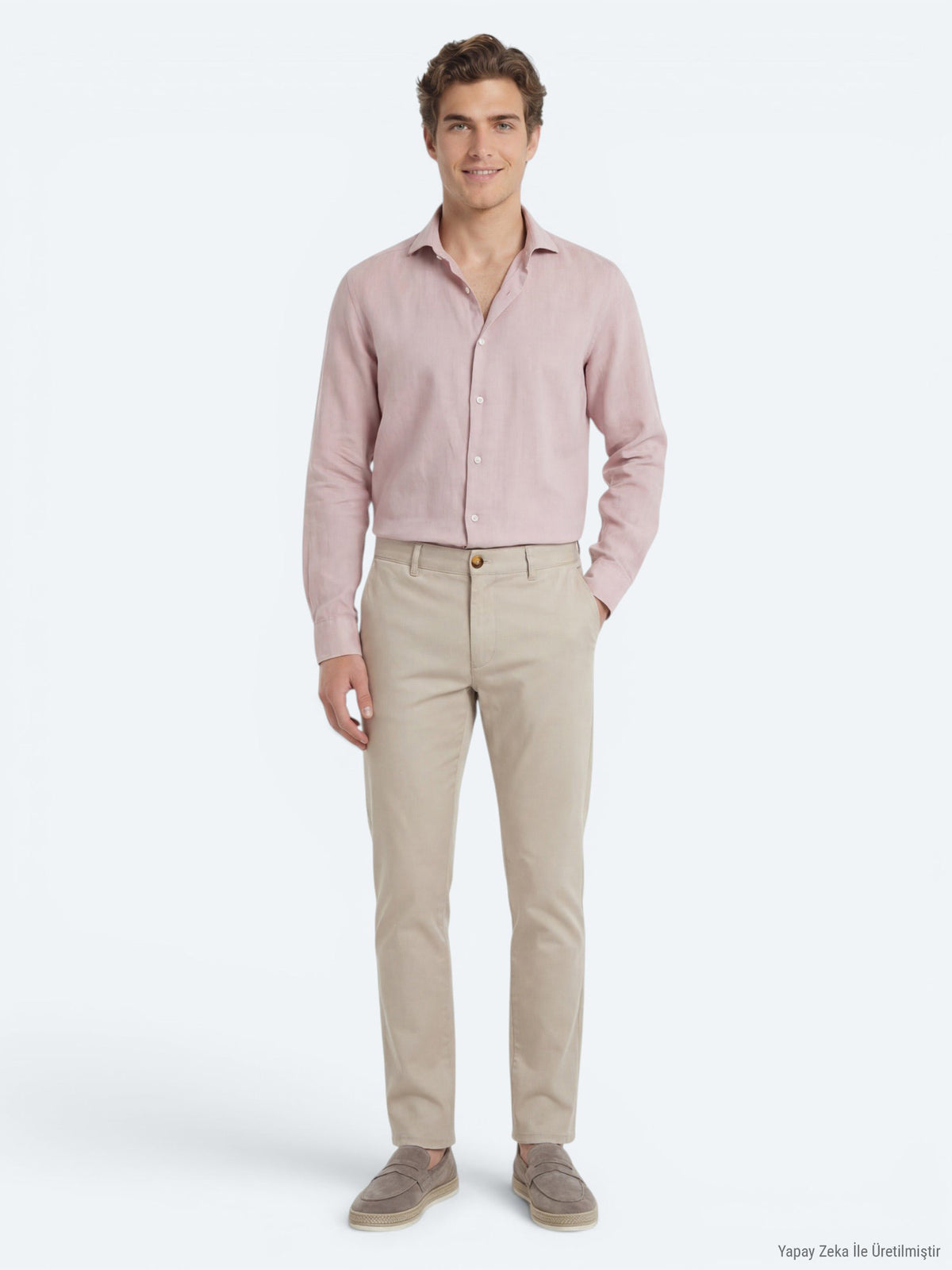 Pembe Düz Regular Fit Uzun Dokuma Casual Pamuk Karışımlı Gömlek