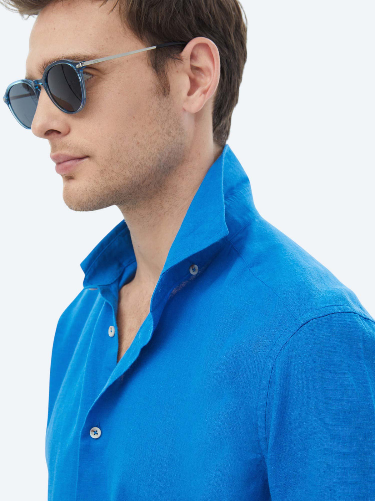 Saks Düz Regular Fit Uzun Dokuma Casual Pamuk Karışımlı Gömlek