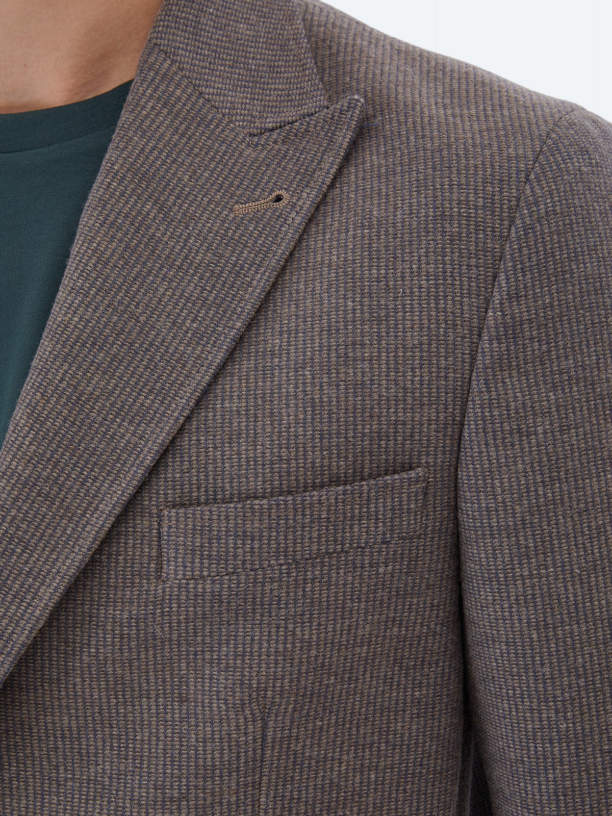 Vizon Çizgili Modern Fit Yün Karışımlı Ceket