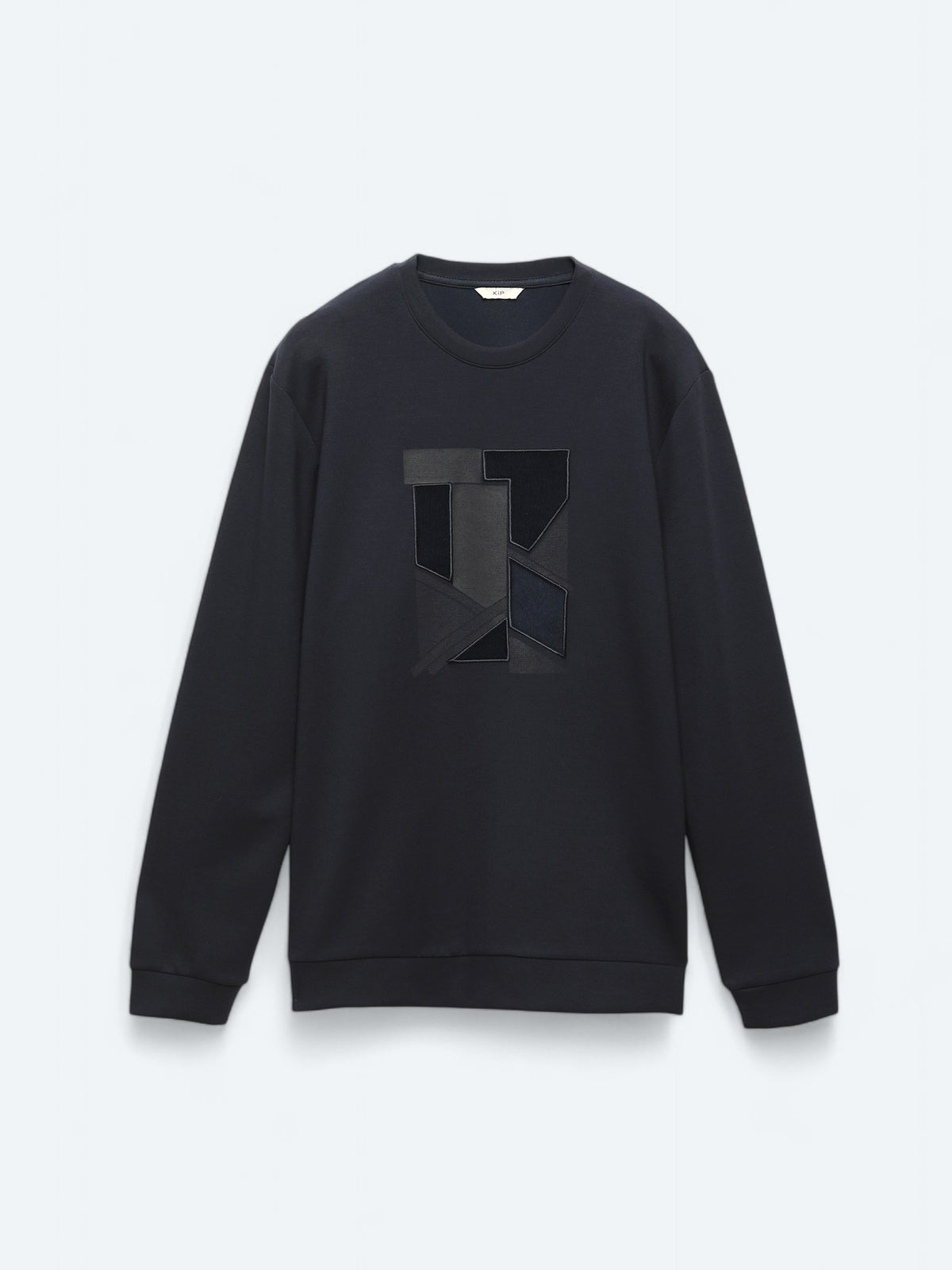 Lacivert Bisiklet Yaka Baskılı Sweatshırt